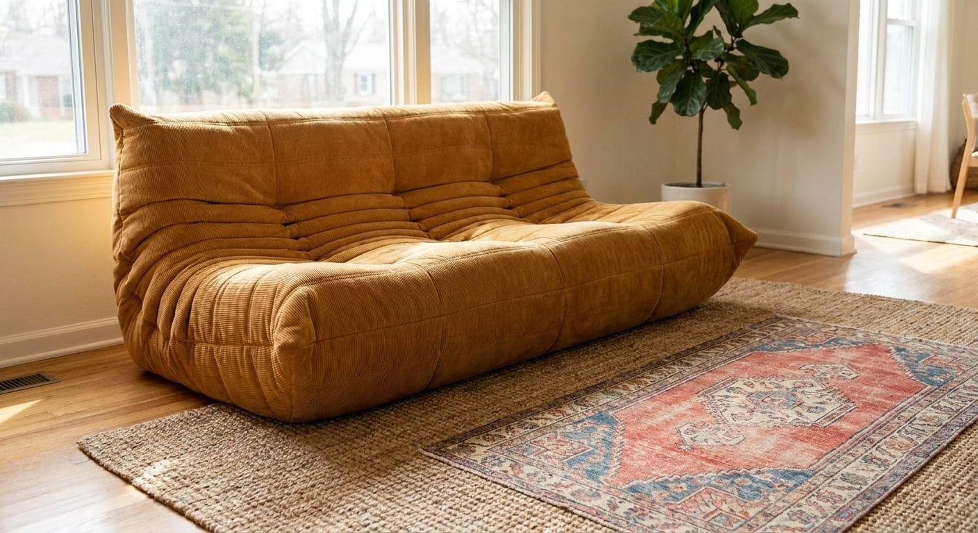 Vloerkleden onder een Togo Sofa Replica: gids voor laagjes in 2026